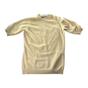 Murray Allan 100% Pure Cashmere Sweater Scotland Ivory Short Sleeve Women's S